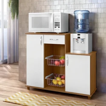 Fruteira para Microondas e galão Madeirado/Branco